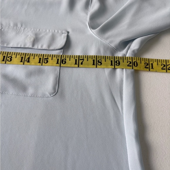 Loft Baby Blue Women’s Long Sleeve Button Up Shirt Size M Career Office Roll Tab - Picture 9 of 10